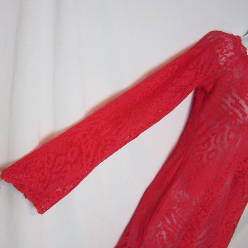 Victoria Secret Dress Red Sheer Animal Print Bodycon Lace Party Womens Large - Picture 2 of 7